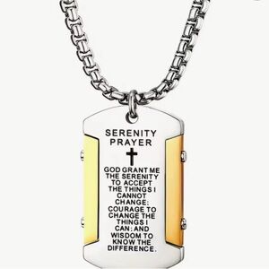 Silver and Gold Serenity Prayer Necklace